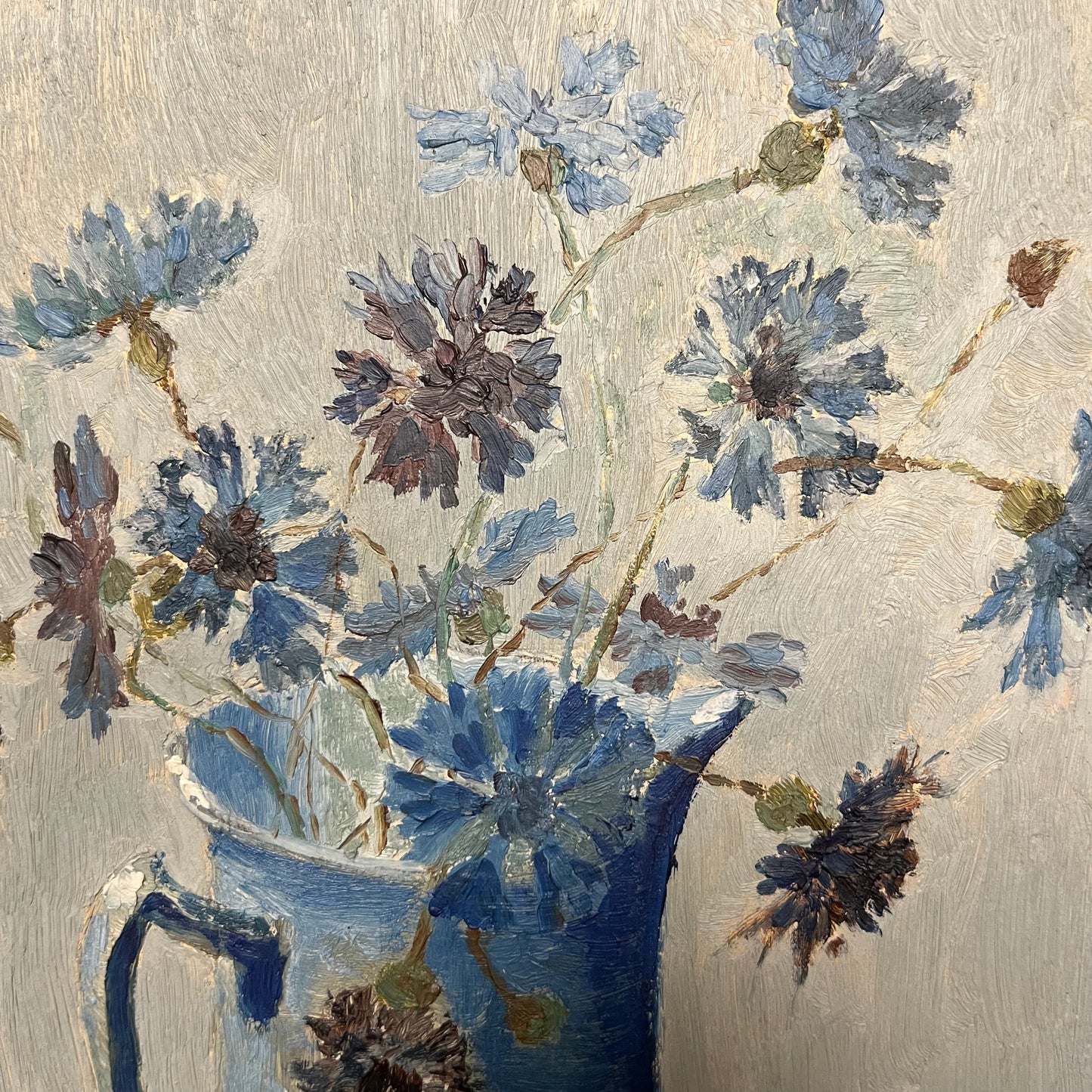 Flowers in Blue Pitcher