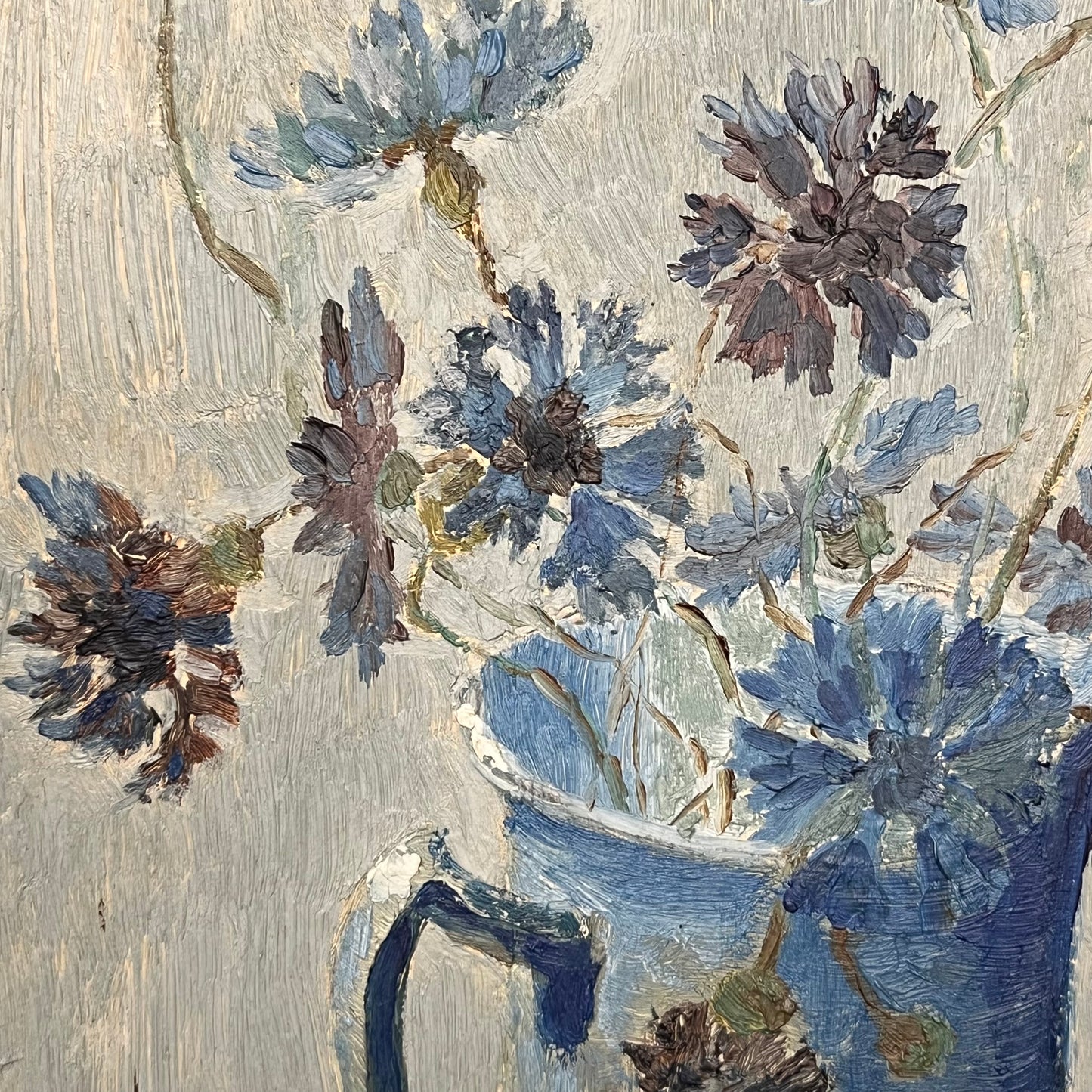 Flowers in Blue Pitcher